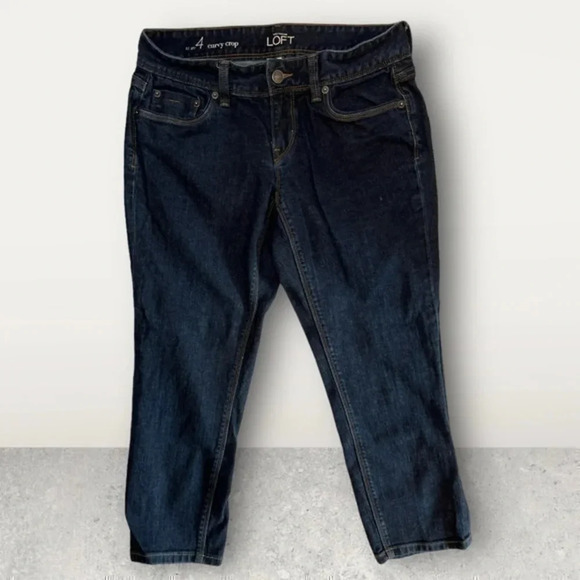 Ann Taylor Loft Size 4 Curvy Crop Dark Wash Stretch Skinny  Excellent Used Cond. - Picture 1 of 9
